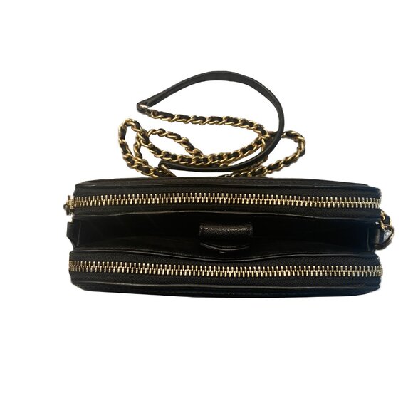 Tory Burch Black Quilted Leather Crossbody Bag Gold Hardware 22" Strap - Picture 6 of 10